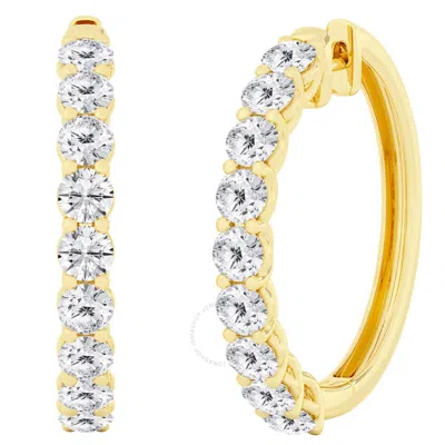 Brilliant Diamond 10 Carat Lab Grown Diamond Earrings For Women 14k Yellow Gold Hoop Earrings | (f-g