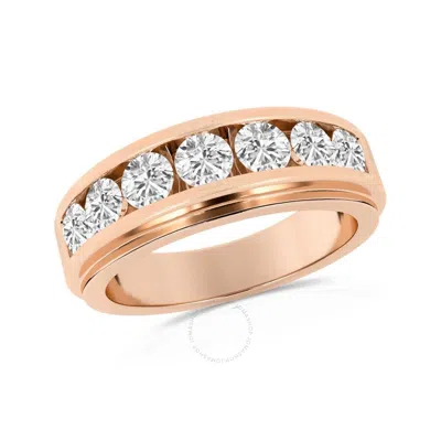 Brilliant Diamond 1.00 Carat 14k Rose Gold Ring For Men  Round Lab Grown Diamond  7-stone Men's Wedd