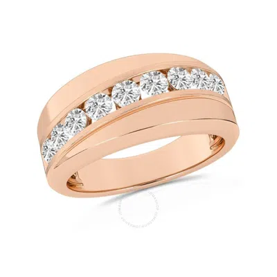 Brilliant Diamond 1.00 Carat 14k Rose Gold Ring For Men  Round Lab Grown Diamond  9-stone Men's Wedd In Pink