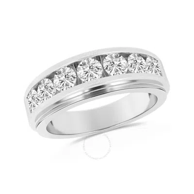 Brilliant Diamond 1.00 Carat 14k White Gold Ring For Men  Round Lab Grown Diamond  7-stone Men's Wed