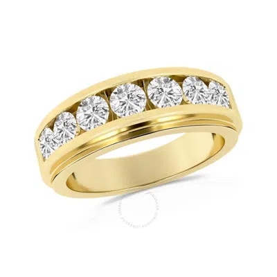 Brilliant Diamond 1.00 Carat 14k Yellow Gold Ring For Men  Round Lab Grown Diamond  7-stone Men's We