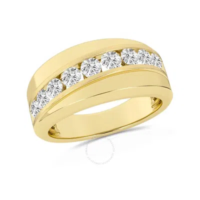 Brilliant Diamond 1.00 Carat 14k Yellow Gold Ring For Men  Round Lab Grown Diamond  9-stone Men's We