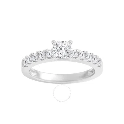 Brilliant Diamond 1.00 Carat Cushion & Round Cut Lab Grown Diamond Side Stone Engagement Ring (f-g