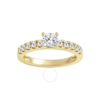 Brilliant Diamond 1.00 Carat Cushion & Round Cut Lab Grown Diamond Side Stone Engagement Ring (f-g