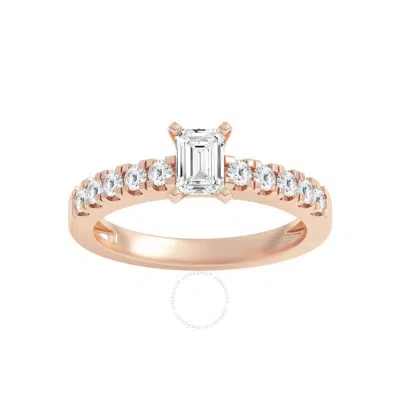 Brilliant Diamond 1.00 Carat Emerald & Round Cut Lab Grown Diamond Side Stone Engagement Ring (f-g