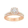 Brilliant Diamond 1.00 Carat Lab Grown Round Cut Diamond Halo Wedding Engagement Ring Set (f-g