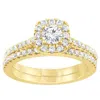 Brilliant Diamond 1.00 Carat Lab Grown Round Cut Diamond Halo Wedding Engagement Ring Set (f-g