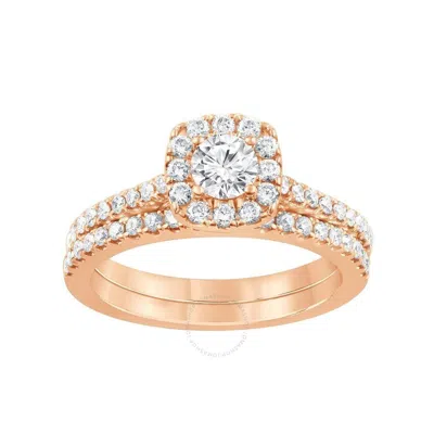 Brilliant Diamond 1.00 Carat Lab Grown Round Cut Diamond Halo Wedding Engagement Ring Set (f-g