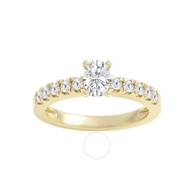 Brilliant Diamond 1.00 Carat Oval & Round Cut Lab Grown Diamond Side Stone Engagement Ring (f-g