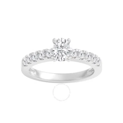 Brilliant Diamond 1.00 Carat Oval & Round Cut Lab Grown Diamond Side Stone Engagement Ring (f-g