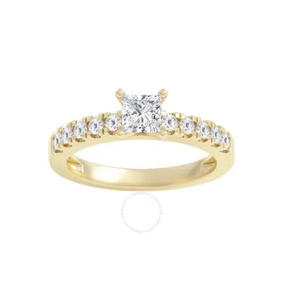 Brilliant Diamond 1.00 Carat Princess & Round Cut Lab Grown Diamond Side Stone Engagement Ring (f-g