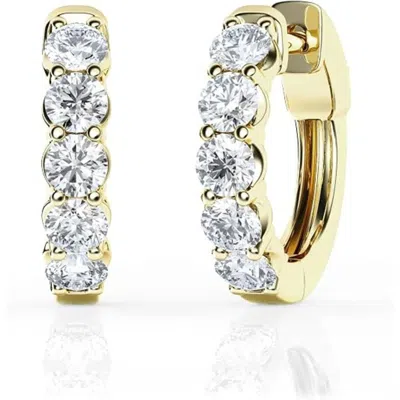 Brilliant Diamond 1.00 Carat Round Lab Grown Diamond Huggie Hoop Earrings In ["yellow","gold Tone"]
