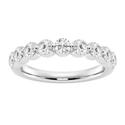 Brilliant Diamond 1.00 Caratt 14k White Gold Round Cut Lab Grown Diamond Half Eternity Band For Wome