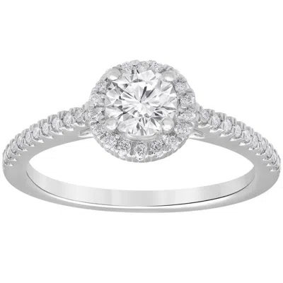 Brilliant Diamond 1.00 Caratt 14k White Gold Round Cut Lab Grown Diamond Halo Engagement Ring For Wo