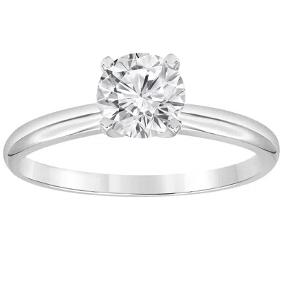 Brilliant Diamond 1.00 Caratt 14k White Gold Round Cut Lab Grown Diamond Solitaire Engagement Ring F