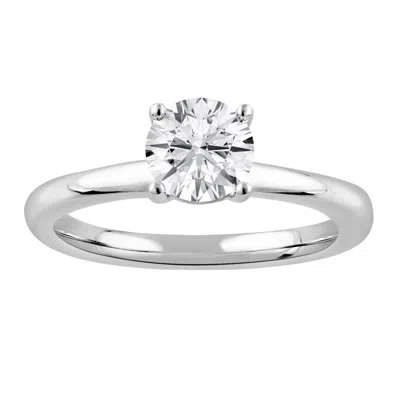 Brilliant Diamond 1.00 Caratt 14k White Gold Round Cut Lab Grown Diamond Solitaire Engagement Ring F In Metallic