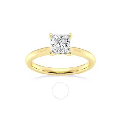 Brilliant Diamond 1.00 Ct Lab Grown Princess Cut Solitaire Diamond Engagement Ring (f-g In Yellow