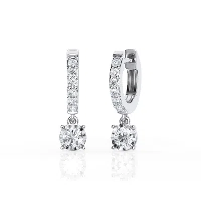 Brilliant Diamond 1/2 Carat Lab Grown Diamond Dangle Drop Huggie Hoop Earrings In ["white"]