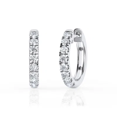 Brilliant Diamond 1/2 Carat Lab Grown Diamond Huggie Hoop In 14k White Gold In ["white","gold Tone"]