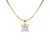 Brilliant Diamond 1/2 Carat Princess Lab Grown Diamond Solitaire Pendant In 14k Yellow Gold In Yellow