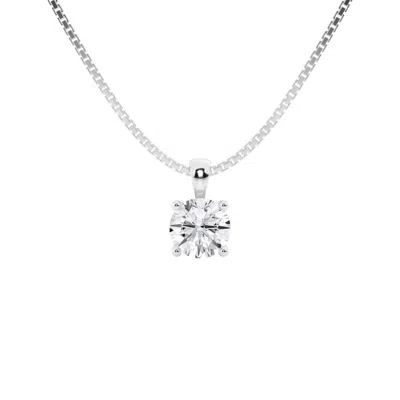 Brilliant Diamond 1/2 Carat Round Lab Grown Diamond Solitaire Pendant In 14k White Gold