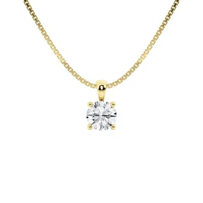 Brilliant Diamond 1/2 Carat Round Lab Grown Diamond Solitaire Pendant In 14k Yellow Gold