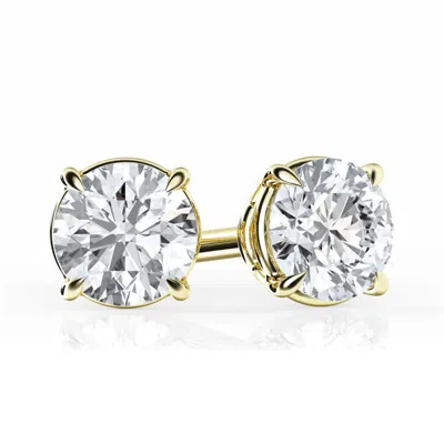 Brilliant Diamond 1/2 Carat Round Lab Grown Diamond Stud Earrings In 14k Gold Plated In ["yellow","gold Tone"]