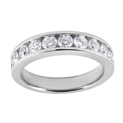 Brilliant Diamond 1.25 Carat 14k White Gold Round Cut Lab Grown Diamond Channel Set Eternity Wedding