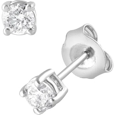 Brilliant Diamond 1/3 Carat Round Lab Grown Diamond Stud Earrings In Sterling Silver In White