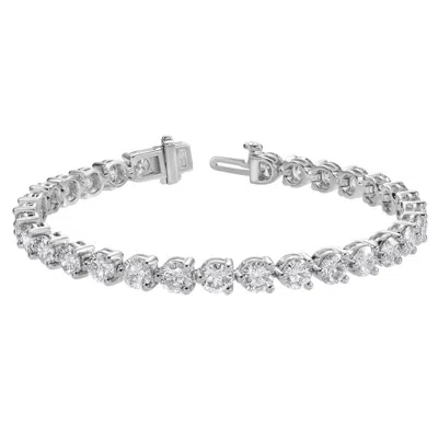 Brilliant Diamond 13.00 Carat 14k White Gold Round Cut Lab Grown Diamond 7" Tennis Bracelet For Wome