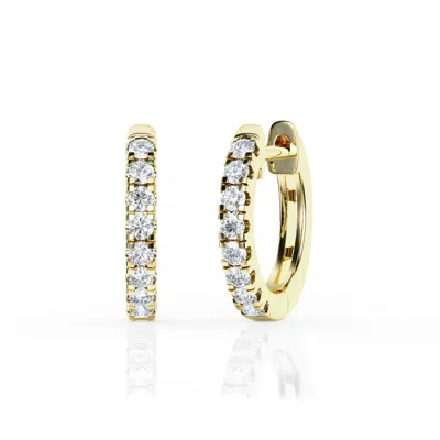 Brilliant Diamond 1/4 Carat Lab Grown Diamond Huggie Hoop In 14k Yellow Gold In ["yellow","gold Tone"]