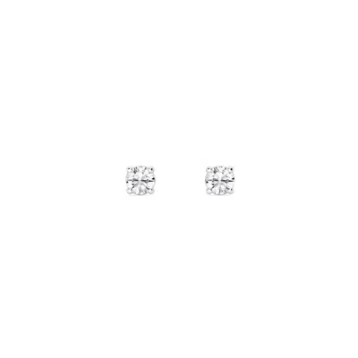 Brilliant Diamond 1/4 Carat Round Solitaire Lab Grown Diamond Stud Earrings In Sterling Silver In White