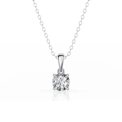 Brilliant Diamond 1/4 Carat Solitaire Lab Grown Diamond Pendant Necklace For Women In ["white"]