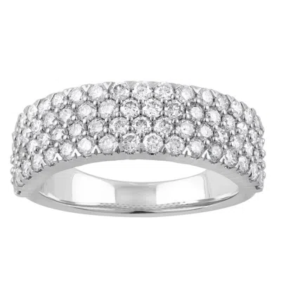 Brilliant Diamond 1.45 Carat 14k White Gold Round Cut Lab Grown Diamond Wedding Band For Women -colo