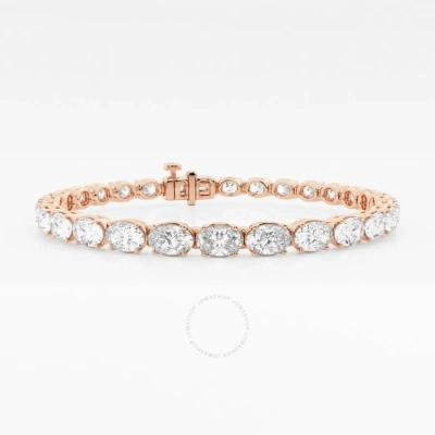 Brilliant Diamond 14k Rose Gold 10 Cttw Oval-cut Lab Grown Diamond East-west Tennis Bracelet 7 Inche In Pink
