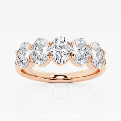 Brilliant Diamond 14k Rose Gold 2 Cttw Oval-cut Lab Grown Diamond Five Stone Anniversary Band (fg In Pink