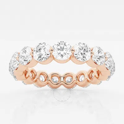 Brilliant Diamond 14k Rose Gold 3 Cttw Floating Round-cut Lab Grown Diamond Eternity Band (g+ In Pink