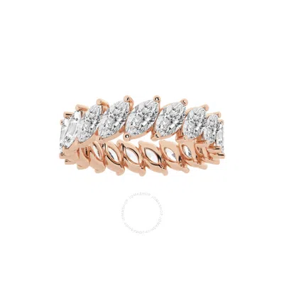 Brilliant Diamond 14k Rose Gold 3 Cttw Marquise Lab Grown Diamond Eternity Band (g+si) Size-5 In Gray