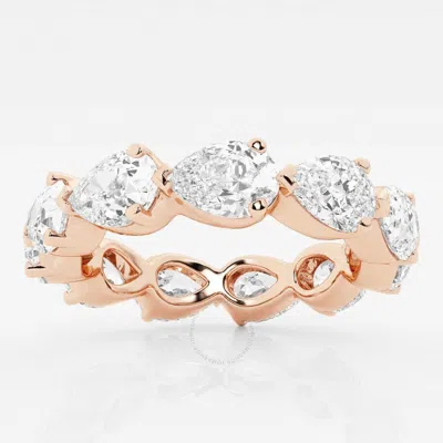 Brilliant Diamond 14k Rose Gold 4 Cttw Floating Pear Lab Grown Diamond Eternity Band (g+si) Size-8 In Pink