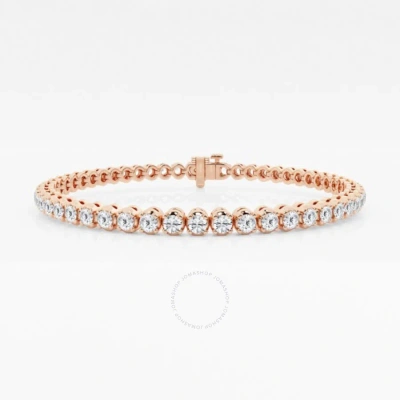 Brilliant Diamond 14k Rose Gold 4 Ctw Round Lab Grown Diamond Four Prong Tennis Bracelet In Pink