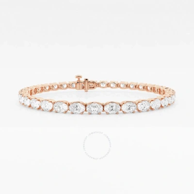 Brilliant Diamond 14k Rose Gold 7 Cttw Oval-cut Lab Grown Diamond East-west Tennis Bracelet 7 Inches In Pink