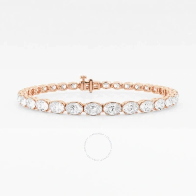 Brilliant Diamond 14k Rose Gold 8 Cttw Oval-cut Lab Grown Diamond East-west Tennis Bracelet 7 Inches In Pink