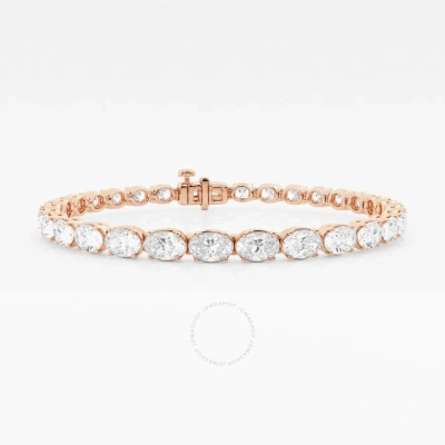 Brilliant Diamond 14k Rose Gold 9 Cttw Oval-cut Lab Grown Diamond East-west Tennis Bracelet 7 Inches In Pink