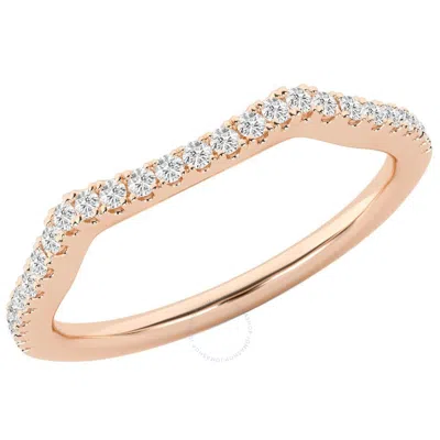 Brilliant Diamond 14k Rose Gold Ring 0.16 Carat Round Diamond Curved Wedding Band For Women  Lab Gro In Pink