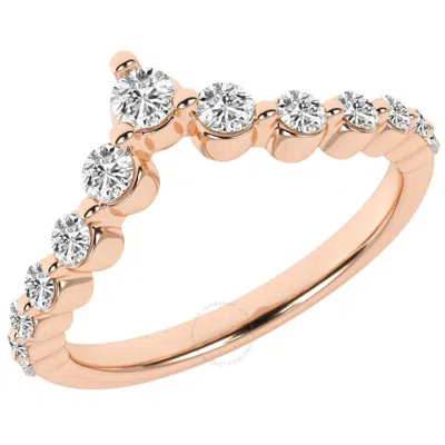 Brilliant Diamond 14k Rose Gold Ring 0.50 Carat Round Diamond Wedding Anniversary Band For Women Lab In Pink