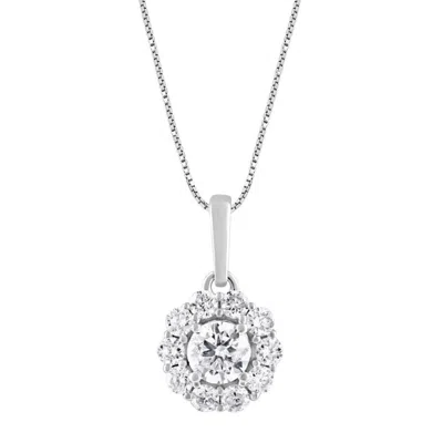 Brilliant Diamond 14k White Gold 0.50 Cttw Lab Grown Diamond Round Halo Pendant Necklace (g-h