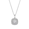 Brilliant Diamond 14k White Gold 1 Cttw Lab Grown Diamond Cushion Halo Pendant Necklace (g-h In White