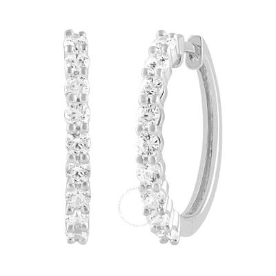 Brilliant Diamond 14k White Gold 1 Cttw Lab Grown Diamond Huggies Hoop Earrings (g-h