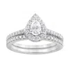 Brilliant Diamond 14k White Gold 1 Cttw Lab Grown Diamond Pear Bridal Set (g-h In White