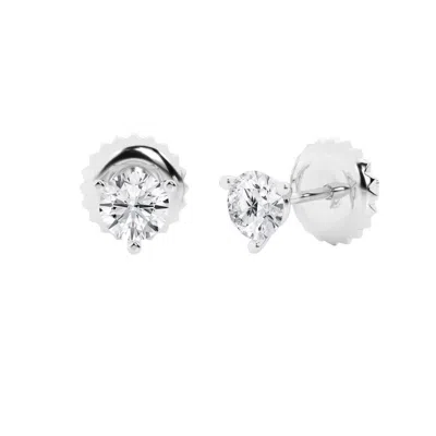 Brilliant Diamond 14k White Gold Igi Certified 1.50 Carat Round Cut Lab Grown Diamond Stud Earrings